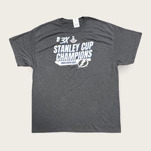 NHL Tampa Bay Lightning 2021 Stanley Cup Hockey Champs Gray T Shirt Men’s XL